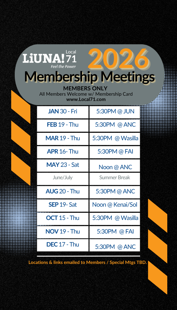 2026 71 Membership Meeting Schedule